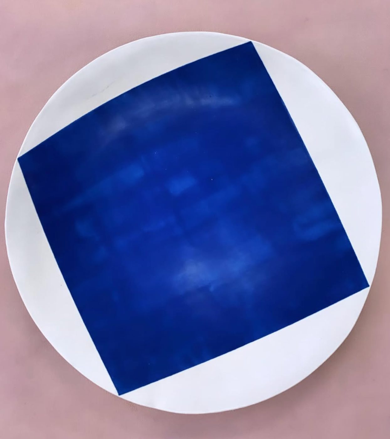 Platter with cobalt blue square